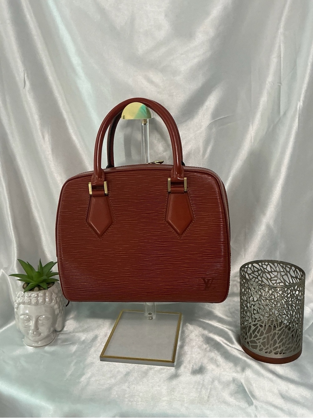 EUC Louis Vuitton Brown Sablon Bag with Gold Lock and Key COA Dustbag
